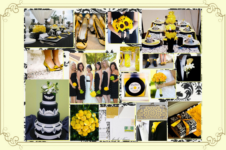 Yellow Black Wedding Inspiration Board Picture